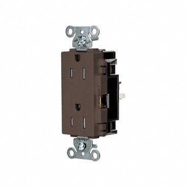 HUBBELL Receptacle: Decorator Duplex, 5-15, Brown, 125V AC, 15 A - General Purpose Receptacles