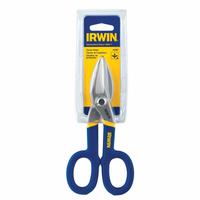 IRWIN Tinners Snip: Straight, 7 in Overall Lg, 1 1/2 in Cutting Lg, Steel, Plastic, Steel (MPN 22007). Key specifications — attr308531: Plastic; attr308530: Steel; attr308532: Steel; attr308533: No; attr308535: Cold Rolled Steel; attr308541: 28 ga (Stainless Steel); attr308546: Straight; attr324897: IRWIN.