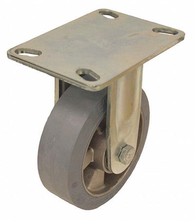 APPROVED VENDOR Plate Caster: Rigid, No Brake, Rubber, 6 in Wheel Dia, 2 in Wheel Wd, Slot - Medium-Duty Plate Casters