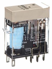 OMRON General Purpose Relay: Socket Mounted, 5 A Current Rating, 12V DC, DPDT, 8 Pins/Terminals (MPN G2R-2-SN-DC12(S)). Key specifications — Brand: OMRON; Base Type: Square; Mounting Style: Plug-In; Pin Shape: Flat; Electrical Connection: Quick-Connect; Manufacturer Part Number: G2R-2-SN-DC12(S); Series: G2RS Series.