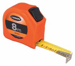 KESON Long Tape Measure: Nonmagnetic Single Hook Tip, 8 m, Plastic, High-Visibility Orange (MPN PGT8MV). Key specifications — attr935324: KESON; attr942259: High-Visibility Orange; attr935326: Finger Brake; attr935328: 1 mm; attr935329: Millimeters; attr935337: Metric; attr936607: Manual Lock; attr985315: Greater than 5 m.