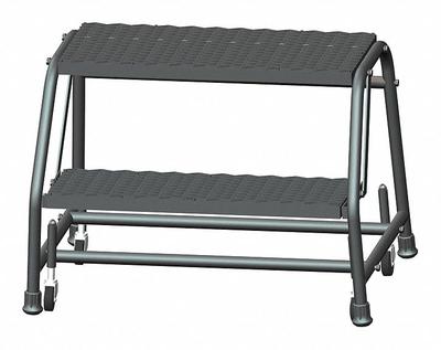 BALLYMORE Step Stool: 1.6 ft Overall Ht, 450 lb Load Cap, 2 Steps, Steel - Rolling Step Stools