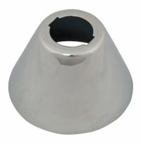 CHICAGO FAUCETS Escutcheon: For Widespread Faucets Series, Brass, Chrome Finish, 2 3/8 in Overall Wd (MPN 250-180JKCP). Key specifications — Finish: Chrome; Compatible Series: Widespread Faucets; Brand: CHICAGO FAUCETS.