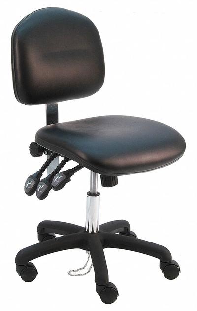 BENCHPRO Ergonomic Chair: Vinyl, Armless, Ht Range 17 in to 22 in, 19 in Seat Wd - Vinyl Lab Chairs