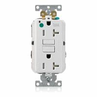 LEVITON GFCI Receptacle: Hospital Grade, Decorator Duplex, 5-20R, White, GFCI, 125V AC, 20 A (MPN GFWT2-HGW)