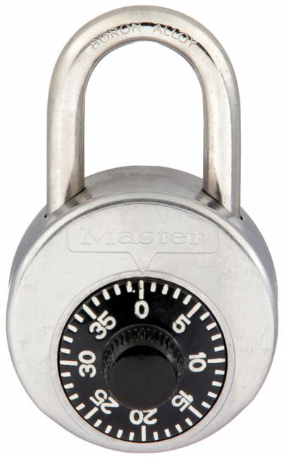 MASTER LOCK Combination Padlock: Dial Combo, Silver, Stainless Steel - Standard Shackle Combination Padlocks