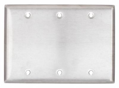 HUBBELL Wall Plate: Blank, 3 Gang, Silver - General Purpose Wall Plates