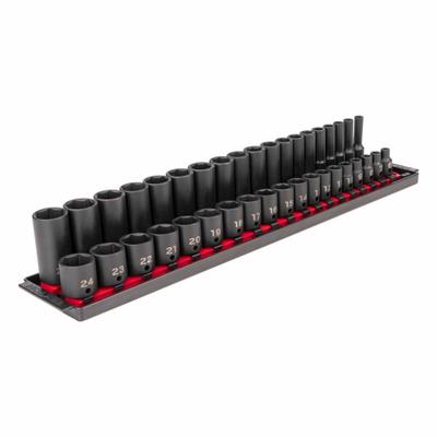 TEKTON Impact Socket Set: 3/8 in Drive Size, Small Set (0-50 pieces) Set Size - Metric Impact Socket Sets