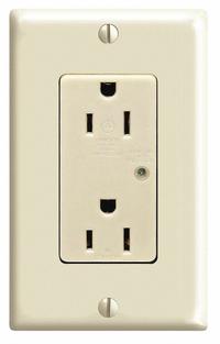 LEVITON Receptacle: Decorator Duplex, 5-15, Ivory, 125V AC, 15 A, 2 Pole / 3 Wire (MPN T5280-I)