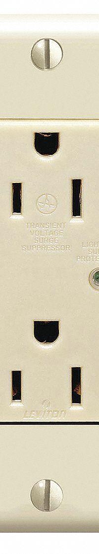 LEVITON Receptacle: Decorator Duplex, 5-15, Ivory, 125V AC, 15 A, 2 Pole / 3 Wire (MPN T5280-I)