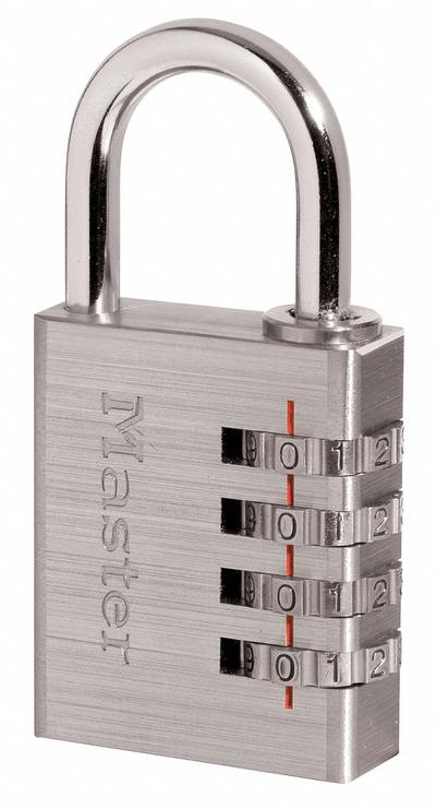 MASTER LOCK Combination Padlock: Scrolling Combo, Silver, Aluminum, Std Shackle - TSA Approved Luggage Combination Padlocks