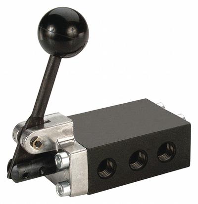 ARO Manual Air Control Valve: 50, Four-Way / Two-Position, Lever, Black - ARO 50 Series Manual Air Control Valves