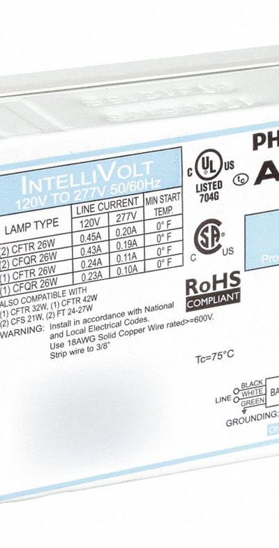 ADVANCE CFL Ballast: 120 to 277V AC - Programmed Rapid Start Electronic Fluorescent Ballasts