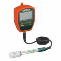 EXTECH pH Meter: Millivolt/pH/Temp, pH Electrode, 9V Battery/Protective Holster, 0 pH pH Range - Min (MPN PH220-C). Key specifications — pH Accuracy: ±0.01 pH; Temp Compensation: Automatic; Measurement Components Included: pH Electrode; Reagents and Solutions Included: Buffer Solutions pH 4 and 7; Test Parameters: Millivolt; Other Accessories Included: Protective Holster; Manufacturer Part Number: PH220-C.