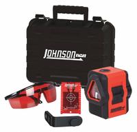 JOHNSON LEVEL Cross Line Laser: 3 Lines and 0 Dots, Red Beam, 0 Planes, ±5/32 in @ 30 ft Accuracy (MPN 40-6649). Key specifications — attr935979: AA; attr934757: JOHNSON LEVEL; attr936112: ±5/32 in @ 30 ft; attr936114: Pendulum Self-Leveling; attr935981: Bracket.