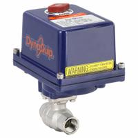 DYNAQUIP CONTROLS Electrically Actuated Two-Way Ball Valve: 1/2 in, Stainless Steel, 115V AC (MPN E2S23AJE23). Key specifications — Included Mounting: ISO 5211 Actuator Mounting Pad; Brand: DYNAQUIP CONTROLS; Actuator Features: Thermal Overload Protection.