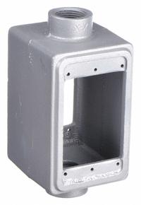 APPLETON ELECTRIC Electrical Box: Iron, Rectangular, 1 Gangs, 3/4 in Hub Size, 18 cu in Capacity (MPN FSC-1D-75). Key specifications — Color: Gray; Brand: APPLETON ELECTRIC.