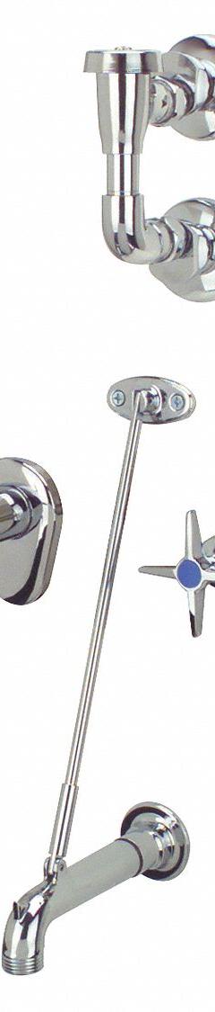 ZURN Straight Service Sink Faucet: Wall, Widespread, Brass, Chrome, 2.2 gpm Flow Rate, Straight (MPN Z873E2-EVB-IS). Key specifications — Color/Finish: Chrome; Series: AquaSpec®; Includes: Metal Handles.