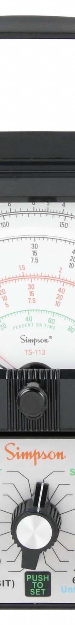 SIMPSON ELECTRIC Analog Multimeter: 600 V Max AC Volt Measurement, 600 V Max DC Volt Measurement (MPN 12113). Key specifications — Brand: SIMPSON ELECTRIC.