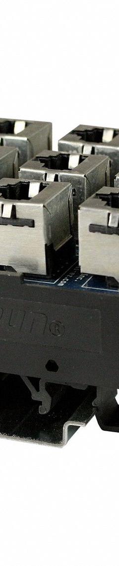 Din Rail Mounted Patch Panel: 9 Ports, Bare Modules, PCB-Mounted, Not Numbered, Equipped (MPN 16033). Key specifications — Brand: AUTOMATION SYSTEMS INTERCONNECT; Compatible Cable Performance Category: Cat5e RJ45 Ethernet; Compatible Adapter Type: RJ45; Material: Plastic; _Port Labeling: Not Numbered; _Rear Termination: PCB-Mounted.