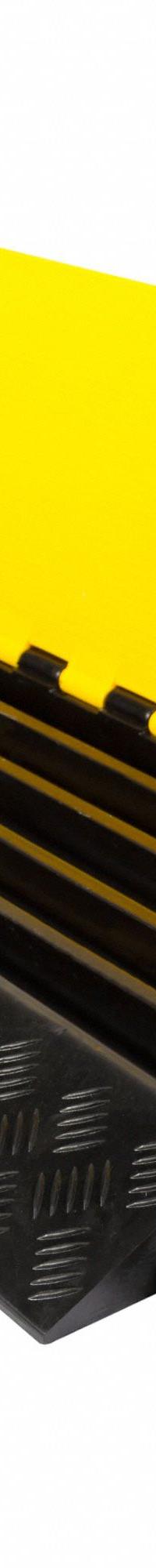 GUARDIAN FLOOR PROTECTION Cable Protector: 5 Channels, Hinged, 1 1/2 in Max Cable Dia, 19 3/4 in Wd (MPN DH-CP-2). Key specifications — Brand: GUARDIAN FLOOR PROTECTION; Color: Black/Yellow; Component: Cable Ramp-Straight Section; Material: Rubber.