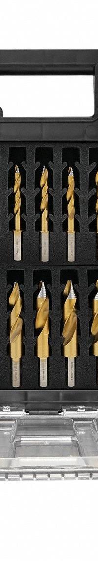 HOLEMAKER TECHNOLOGY Drill Bit Set: 12 Pc, 3/16" to 1/2", 135° TurboTip Point, TiN-Coated HSS (MPN 209016-SET12). Key specifications — attr1239143: Impact Rated; attr1239108: HOLEMAKER TECHNOLOGY.