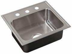 JUST MANUFACTURING Drop-In Sink with Faucet Ledge: 19 in Overall Lg, 18 in Overall Wd, 16 in Bowl Lg (MPN SL17519A3-J). Key specifications — Brand: JUST MANUFACTURING; Color Family: Silver/Gray.