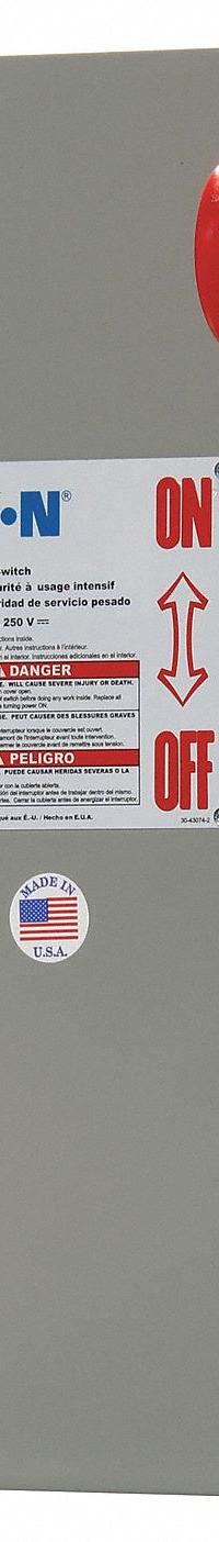 EATON Safety Switch: Non-Fusible, 30 A, Three Phase, 600V AC, Galvanized Steel, Indoor (MPN DH361UGK). Key specifications — attr867131: EATON.