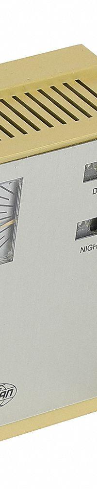 SCHNEIDER Pneumatic Thermostat: 55° to 85°F (Day/Night), 2 Pipes, High Volume Pipes/Air Flow Output (MPN TK-1711). Key specifications — Pneumatic Thermostat Type: Day/Night; Temperature Control Range: 55° to 85°F (Day/Night); Number of Pipes/Air Flow Output: 2 Pipes, High Volume; Thermostat Action: Direct - 15 psig (Day), Direct - 20 psig (Night); Mounting Direction/Includes Cover: Horizontal/Vertical, Yes; Brand: SCHNEIDER.