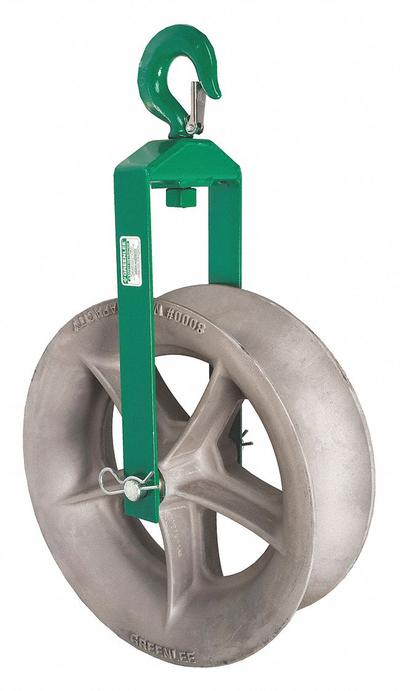 GREENLEE Hook Sheave: 6 in Sheave Wd, 18 in Sheave Dia., 8,000 lb Max - Cable Pulling Sheaves