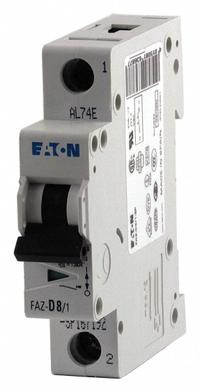 EATON IEC Supplementary Protector: 6 A Amps, 48V DC, 15kA at 240/415V AC, Lug, FAZ, 277/480V AC, D (MPN FAZ-D6/1-SP). Key specifications — Brand: EATON; Terminal Connection: Lug; DC Voltage Rating: 48V DC; Max. AIR Rating: 15kA at 240/415V AC; Series: FAZ; AC Voltage Rating: 277/480V AC; Curve Type: D.