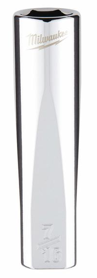 MILWAUKEE Deep Well Socket: SAE, 3/8 in Drive Size, 7/16 in Socket Size, 6-Point, Deep, Chrome (MPN 45-34-4375). Key specifications — attr1204417: MILWAUKEE; attr1204392: Chrome.