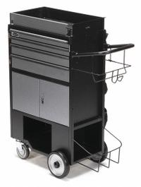 FLEXCART Tool Utility Cart: Black / Silver Drawer, 37 1/2 in Wd, 14 1/2 in Dp, 45 in Ht, No Lid (MPN FC-400LBC). Key specifications — attr1116772: FLEXCART; attr1116768: Padlock.