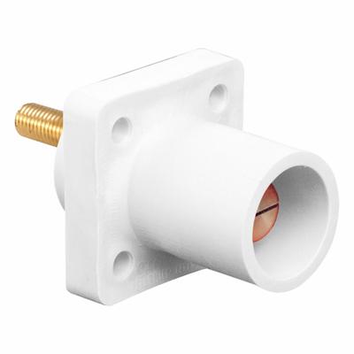 LEVITON Single Pole Receptacle: White, Straight Taper Nose Mating, Threaded Stud Termination - Receptacles with Threaded Stud Terminations