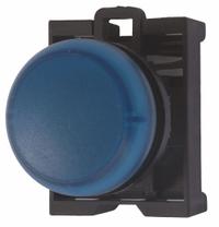 EATON Pilot Light Head: 22 mm Panel Mounting Hole Dia, Blue, Smooth, LED, M22 Series (MPN M22-L-B). Key specifications — Brand: EATON; Compatible Lamp Module Type: LED Module; Compatible with Series: M22.