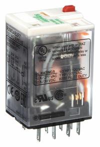 SCHNEIDER General Purpose Relay: Socket Mounted, 10 A Current Rating, 120V AC, 3PDT, R Socket (MPN RXM3AB2F7). Key specifications — Brand: SCHNEIDER; Base Type: Square; Mounting Style: Plug-In; Pin Shape: Flat; Electrical Connection: Quick-Connect; Manufacturer Part Number: RXM3AB2F7; Series: Harmony™ RXM Series.