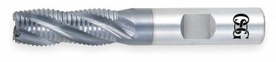 OSG Roughing End Mill: Cobalt, TiAlN Coated, 4 Flute, Fine Pitch, 5/8" Mill Dia - General Purpose Cobalt Roughing End Mills