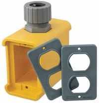 HUBBELL WIRING DEVICE-KELLEMS Portable Outlet Box: Portable Outlet Box, 2 Gangs, Yellow (MPN HBL3000). Key specifications — Color: Yellow; Brand: HUBBELL WIRING DEVICE-KELLEMS.