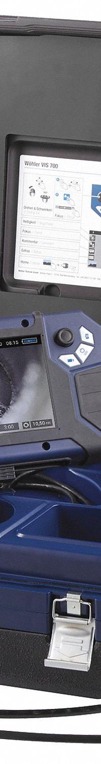 WOHLER Pipe Inspection System: VIS 700 PLUS, 100 ft Lg., 8 in Max. Pipe Dia., Fixed, 1 Batteries (MPN 7498). Key specifications — attr554899: Not Included; attr533194: Touchscreen; attr533196: SD Card; attr553412: Not Included; attr529308: 7498.