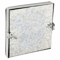Duct Access Door: 10 in x 10 in, 24 ga, Steel, Double Cam, Tab-In Hinge, 175°F Max Temp Rating (MPN GRFDC10GA). Key specifications — Brand: DUCTMATE; Insulation Material: Fiberglass; Material: Steel; For Duct Shape: Rectangular.