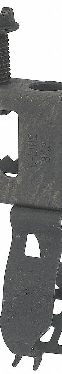 Beam Clamp with Conduit & Pipe Hanger: Steel, 1/2 in, 1/2 in to 3/4 in Trade Size (MPN BG-8-12-C2). Key specifications — Compatible Conduit Type: EMT; RMC; Nominal Conduit/Pipe/Threaded Rod: 1/2 in to 3/4 in; Beam Flange Thickness: 1/2 in; Material: Steel; Finish: Zinc Plated; For Use With: #10-24 Electrical Boxes; #10-24 Threaded Bridle Rings.
