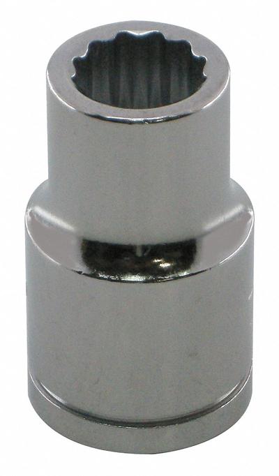 WESTWARD Socket: Metric, 1/2 in Drive Size, 23 mm Socket Size, 12-Point, Std, Chrome - 1/2" Drive Hand Sockets