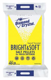 DIAMOND CRYSTAL Water Softener Salt: Bright and Soft, Pellets, 40 lb, Bag, Sodium Chloride (MPN 100012407). Key specifications — Manufacturer Part Number: 100012407; Display Sell UOM: EA; Container Type: Bag; Brand: DIAMOND CRYSTAL.