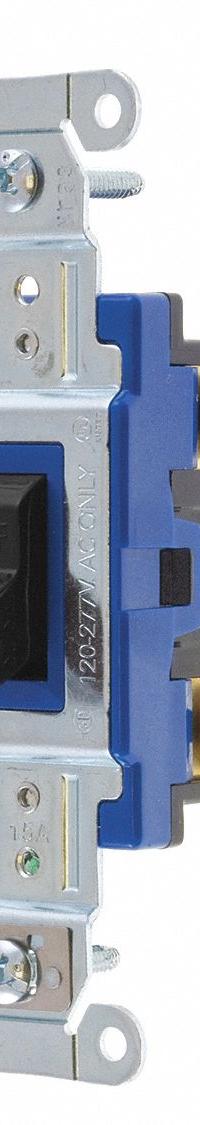 BRYANT Wall Switch: Toggle Switch, Single Pole, Maintained, Black, 120/277V AC, 15 A (MPN 4801BBLK). Key specifications — Illuminated: No; Voltage Rating: 120/277V AC.