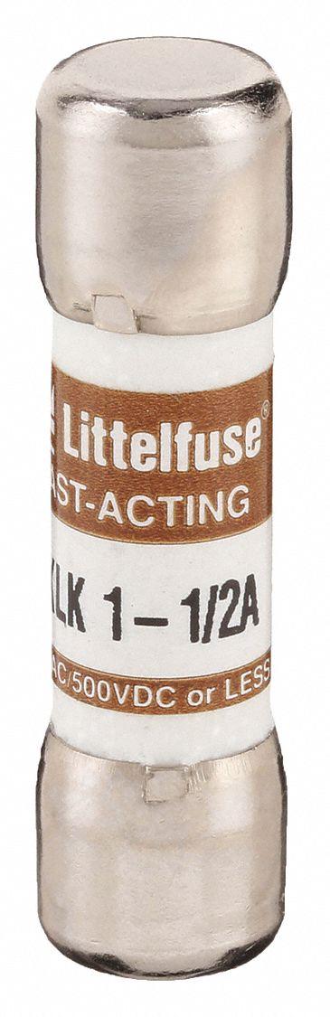 LITTELFUSE Fuse: KLK Series, Midget, Fast-Acting, 1.5 A, 600 V AC, 500 V DC - Fast-Acting Cylindrical Fuses