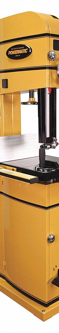 POWERMATIC Band Saw: Vertical, 230V AC, 14 1/2 in Throat Dp - Vertical, 3,100 SFPM, 1 Phase (MPN 1791500). Key specifications — attr313141: 3,100 SFPM; attr313142: 10° Left to 45° Right; attr313144: 1; attr313145: Vertical; attr325087: POWERMATIC.