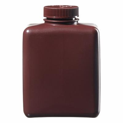 NALGENE Laboratory Bottle: 1 L, 32 fl oz, HDPE, Amber, 53 mm Screw Closure Size - HDPE Rectangular Lab Bottles