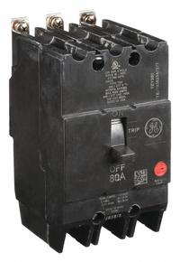 GE Molded Case Circuit Breaker: 80 A Amps, 14kA at 277/480V AC, Fixed, Lug, ABC (MPN TEY380). Key specifications — Series: TEY; Max. AIR Rating: 14kA at 277/480V AC; Instantaneous Trip: Fixed; Terminal Connection: Lug; Phase Connection: ABC.