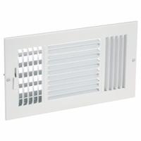 Sidewall/Ceiling Register: Ceiling/Wall, 7 3/4 in H, 13 3/4 in W, Louvered, Powder Coated, White (MPN 4JRR1). Key specifications — Adjustable Blades: No; Brand: APPROVED VENDOR; Airflow Directions: Three-Way; Grille Color: White.