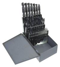 CHICAGO-LATROBE Jobber Length Drill Bit Set: 29 Pc, 1/16" to 1/2" by 64ths, 135° Split Point (MPN 45640). Key specifications — attr1236168: Metal Index; attr1236199: NAS 907 Type B.